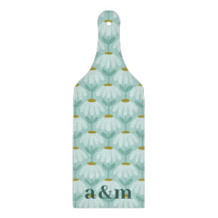 Initialen eines Paares Türkis Blau Vintage Blumenm Schneidebrett