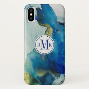 Initialen hinzufügen   Abstraktes Terrain - Blau Case-Mate iPhone Hülle