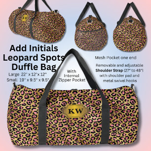 Initialen hinzufügen, Rosa auf Goldleoparden setze Duffle Bag