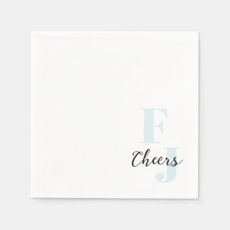 Initialen ・ Klassisch fett Modernes Monogramm Blau Serviette