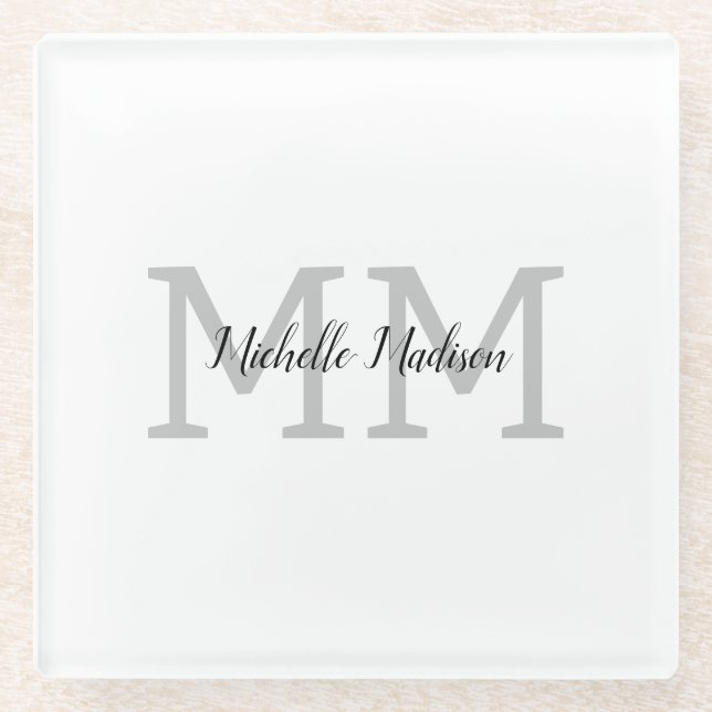 Initialen mit Monogramm moderner Handschriftenname Glasuntersetzer (Vorderseite)