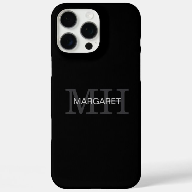 Initialen mit schwarz-weißem Monogramm iPhone 16 Pro Max Hülle (Rückseite)