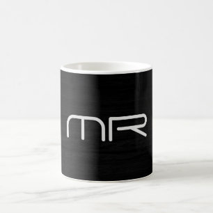 Initialen moderner Monogramm-Schwarz-weißer Name Kaffeetasse
