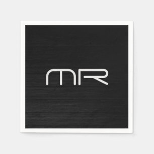 Initialen moderner Monogramm-Schwarz-weißer Name Serviette
