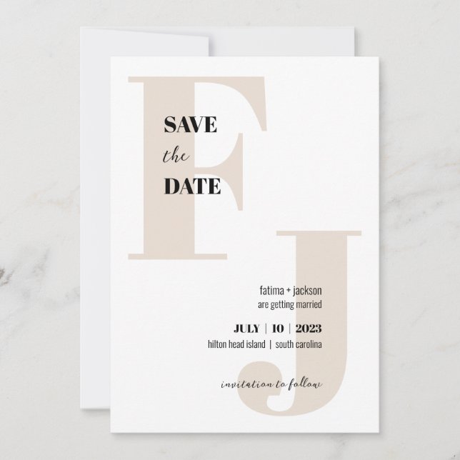Initialen ・ Modernes Monogramm Save the Date ・ Kla (Vorderseite)