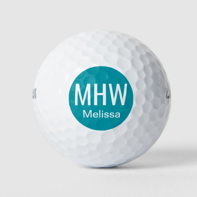 Initialen Name Türkis Golfball (Vorderseite)