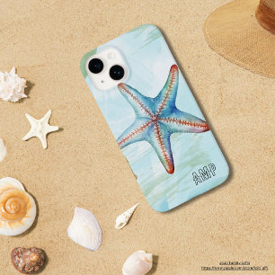 Initialen Niedliche Aquarellblau Case-Mate iPhone 14 Hülle