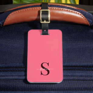Initialen und Name der niedlichen rosa Monogramm Gepäckanhänger