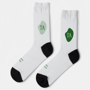 Initialen und Name in Grün auf grüner Blase Socken