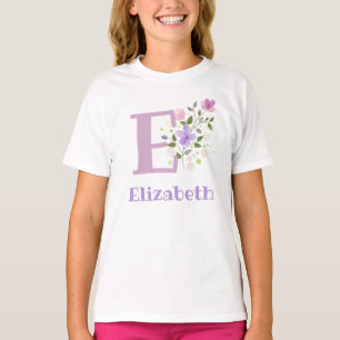 Initialen und Vorname auf attraktivem floralem Des T-Shirt
