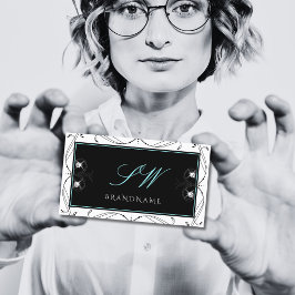 Initialen von Zierfischen mit Schwarz-weißem Spark Visitenkarte