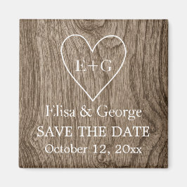 Initialen zur Holzherzenhochzeit Speichern Sie das Magnet