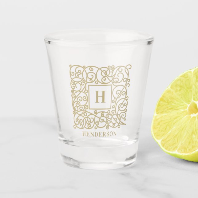 Initialer eleganter Name der Personalisierten Mono Schnapsglas (Vorderseite)