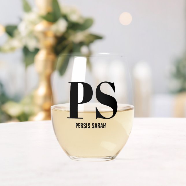 Initialer Individuelle Name der personalisierten M Weinglas Ohne Stiel (Insitu (Hochzeit))