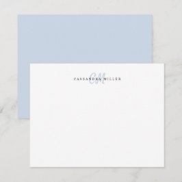 Initialer Monogramm-Name mit hellblauem Zwei-Buchs Mitteilungskarte