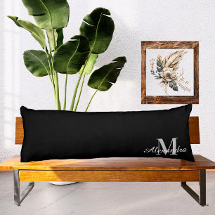 Initialer Name der Schwarzen Vollfarben Monogramm Seitenschläferkissen