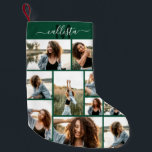 Initialer Name des benutzerdefinierten Monogramms  Kleiner Weihnachtsstrumpf<br><div class="desc">Dieser niedliche und coole Strumpf ist perfekt für alle Familienmitglieder. Machen Sie einen besonderen und maßgeschneiderten Strumpf für Ihre Urlaubsatmosphäre. Es verfügt über neun individuell anpassbare Foto-Collage mit einem personalisierten Monogramm-Namen, der auf einem einfachen, grün-grünen Hintergrund zunächst in dunkelgrün und weiß erscheint. Es ist elegant, lustig, modern und einzigartig. ***WICHTIGE...</div>