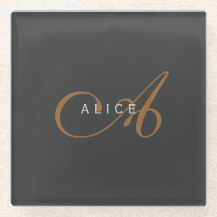 Initialer Name des Niedlichen Schlichten Monogramm Glasuntersetzer