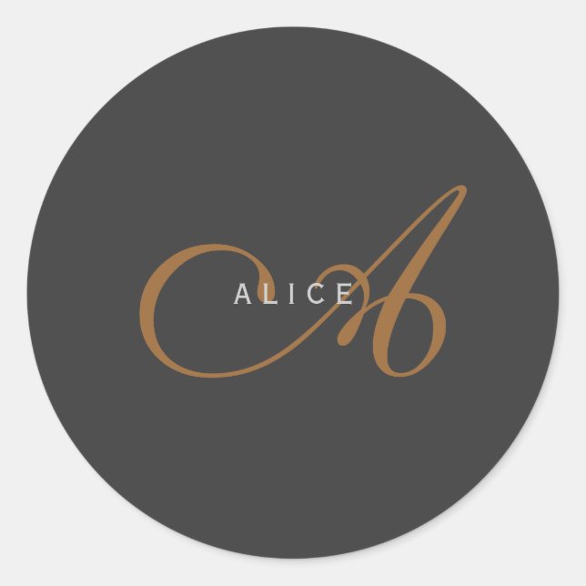Initialer Name des Niedlichen Schlichten Monogramm Runder Aufkleber (Vorderseite)