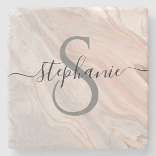 Initialer Name für personalisiertes Monogramm-Skri Steinuntersetzer