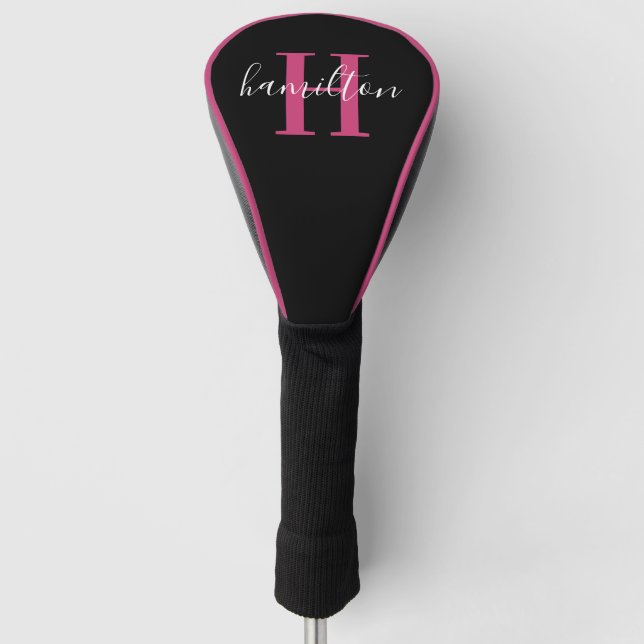Initialer rosa Monogramm-Name Golf Headcover (Vorderseite)