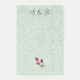 Initiales à damas vert à la menthe Post-it® Notes
