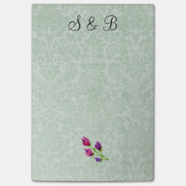 Initiales à damas vert à la menthe Post-it® Notes 