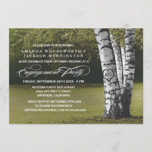 Initiales de l'arbre de bouleau Invitations de la 