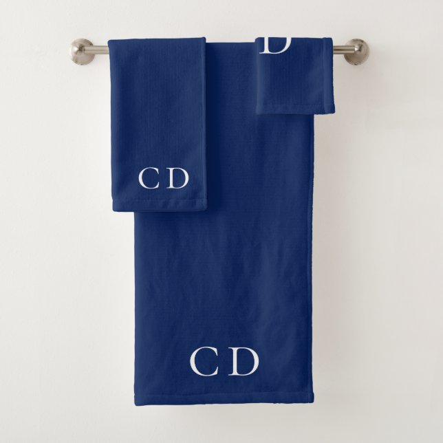 Initiales de monogramme blanc bleu marine minimali (En situation)