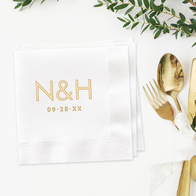 Initiales de monogramme doré moderne Date Mariage (Créateur téléchargé)