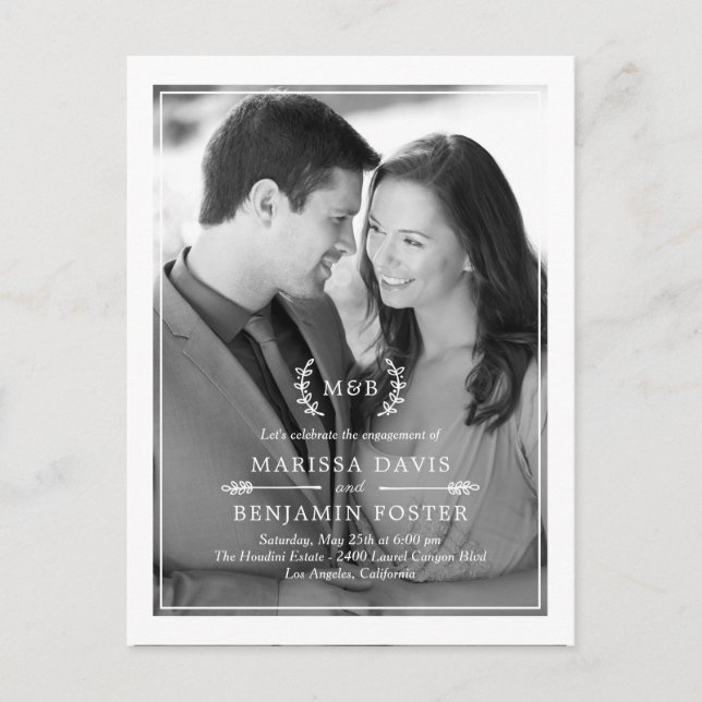 Initiales douces Wedding shower photo Invitation (Devant)