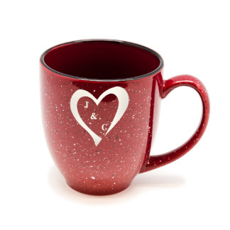 Initiales du coeur rouge Père Noël Fe Bistro Mug