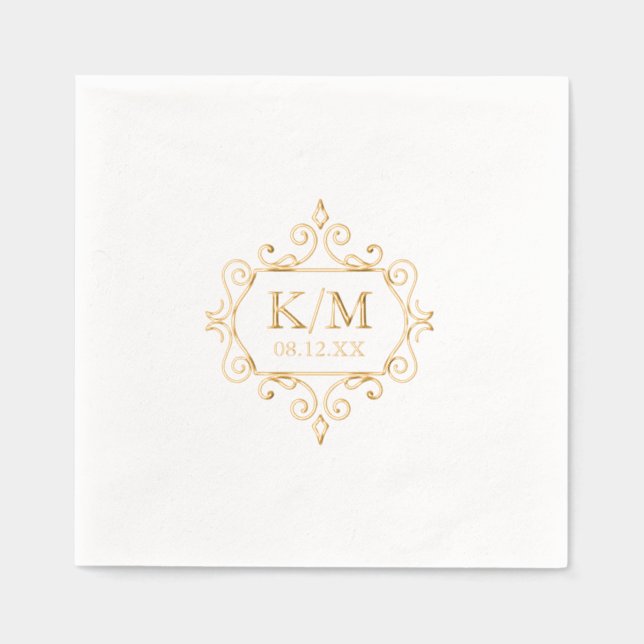 Initiales du Mariage Gold Filigree fin ID871 (Recto)