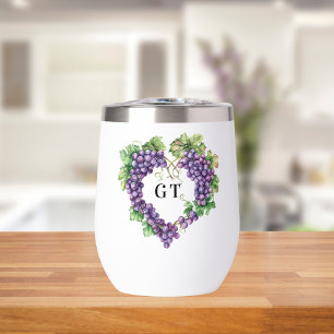 Initiales du monogramme du coeur de raisins