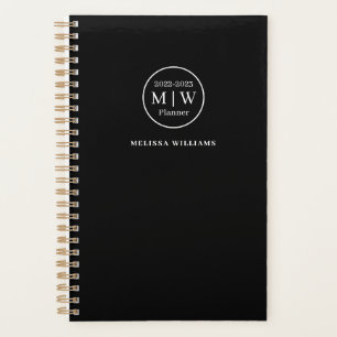 Initiales élégantes en monogramme noir hebdomadair