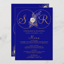 Initiales Hochzeitmenü für das Blue Gold Monogram Menükarte