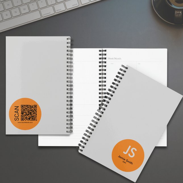 Initiales minimes Orange Dot Gray Rendez-vous (Minimal Orange Dot Initials Gray Appointment Planner)