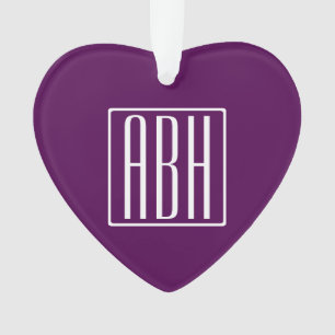 Initiales Monogramme Blanc Sur Violet Foncé