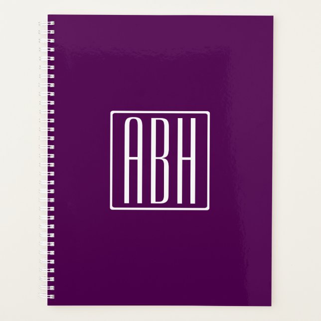 Initiales Monogramme | Blanc Sur Violet Foncé (Devant)