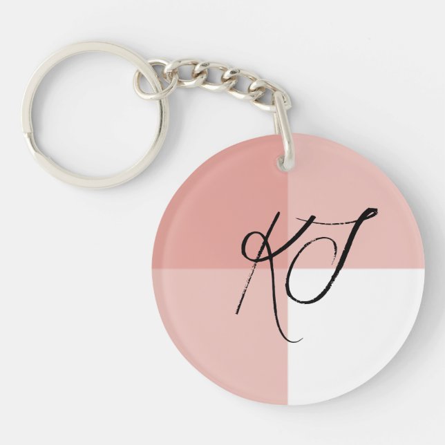 Initiales Monogramme Rose Rose Blanc Acrylique  (Devant)