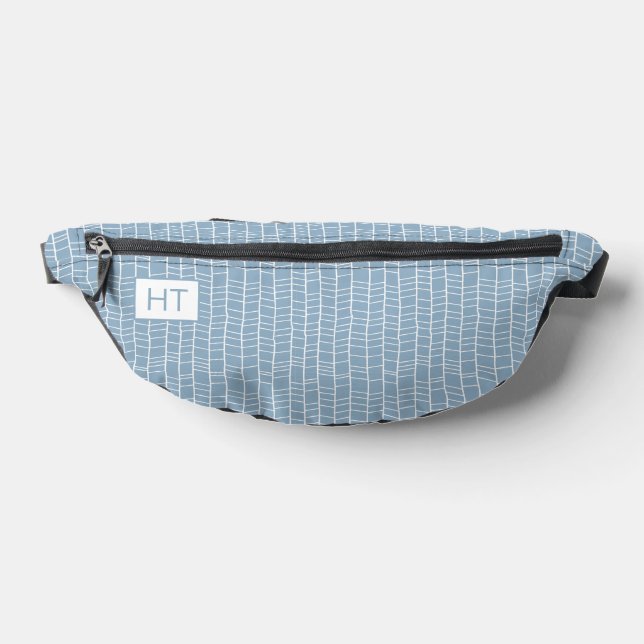 Initiales Monogrammes Bleu Chévron Élégants (Poser)