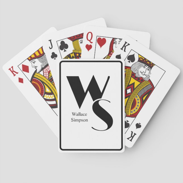 Initiales monogrammes et nom de jeu de cartes noir (dos)