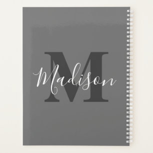 Initiales Monogrammes Nom personnalisé Gris Blanc