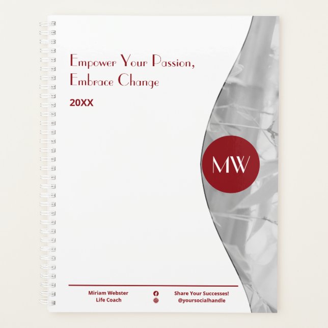 Initiales Photo Rouge Blanc Vie Coach Workbook (Devant)
