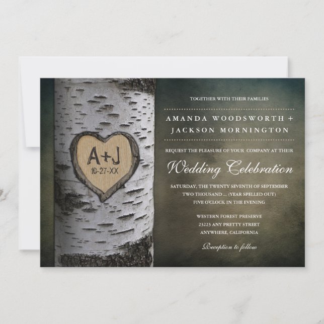 Initiales sculptées Invitations de mariage dans l' (Devant)