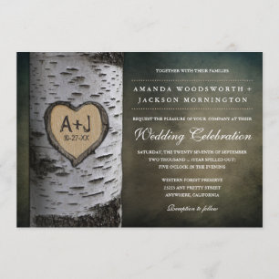 Initiales sculptées Invitations de mariage dans l'