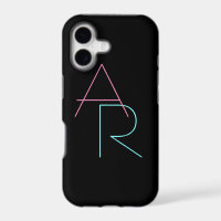 Initiales superposées modernes | Rose Turquoise No