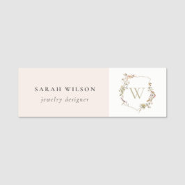 Initiales Wappen der Dusky Pink-Wildblume Namensschild
