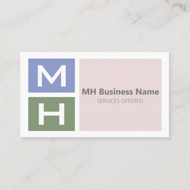 Initialisierte Coole Tone-Blöcke Visitenkarte (Vorderseite)