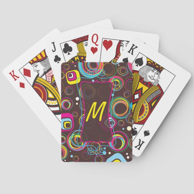 Initialkartendeck des Retro-Circle-Monogrammes der Spielkarten (Rückseite)
